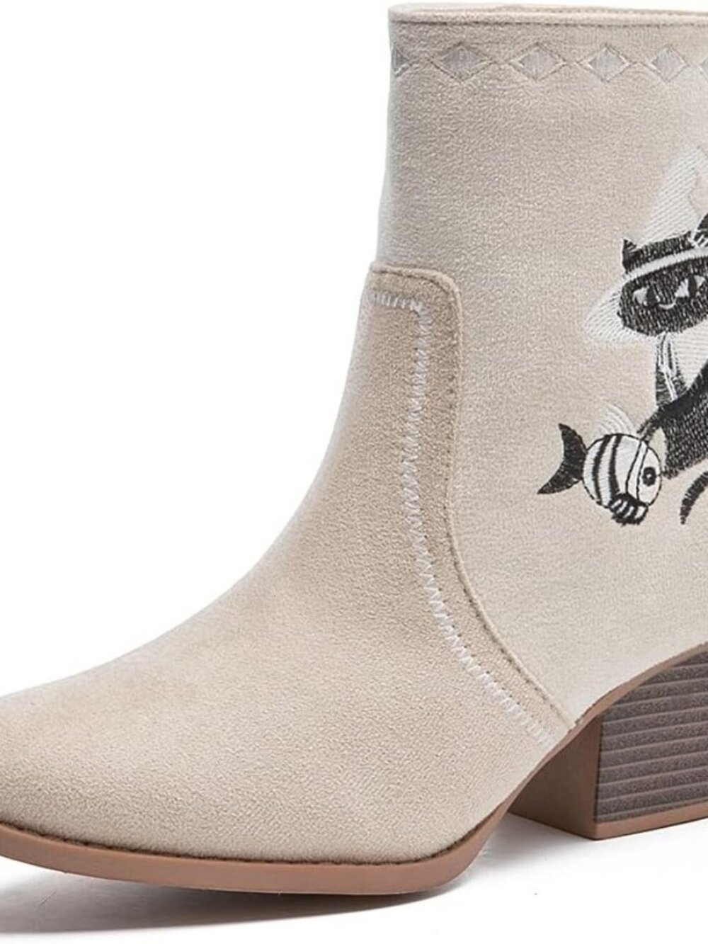 Women's Khaki Western Boots Cowgirl Low Chunky Heel Pointed Toe Mid ShortKhaki
